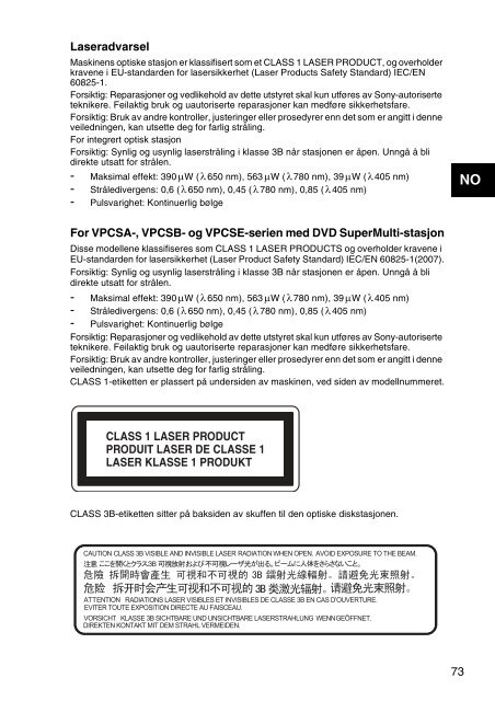 Sony VPCEH2S1E - VPCEH2S1E Documenti garanzia Finlandese