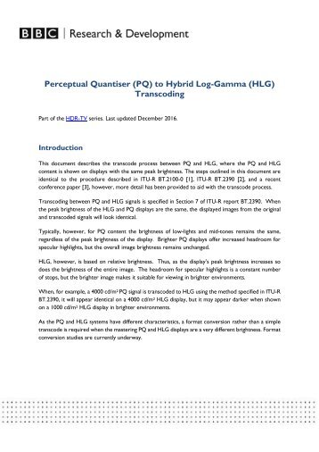 Perceptual Quantiser (PQ) to Hybrid Log-Gamma (HLG) Transcoding