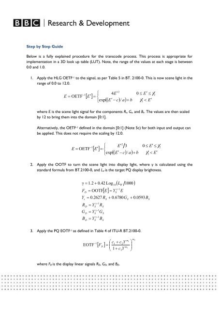 Perceptual Quantiser (PQ) to Hybrid Log-Gamma (HLG) Transcoding