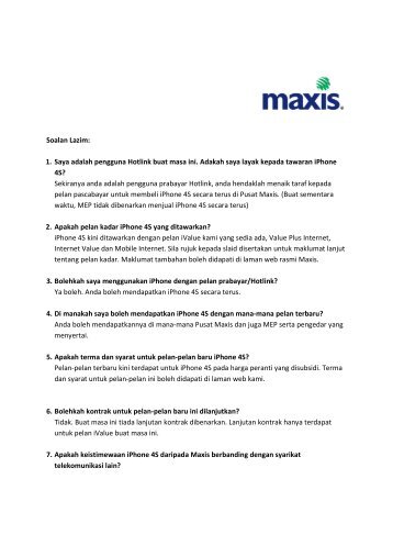 Soalan Lazim iPhone4S - Maxis