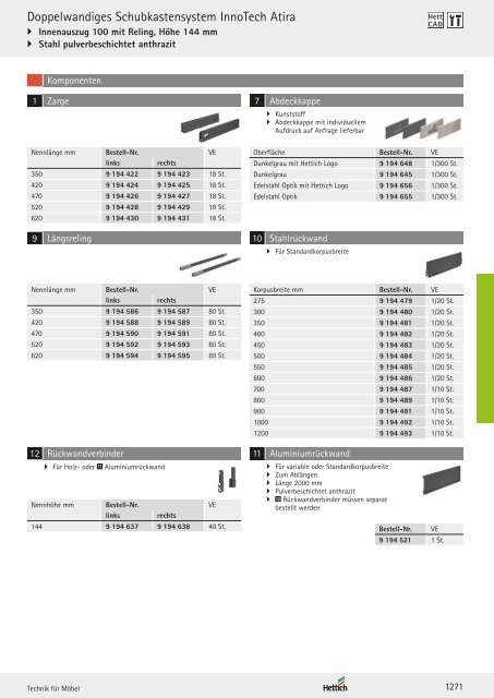 Hettich - Technik und Anwendung Band 1