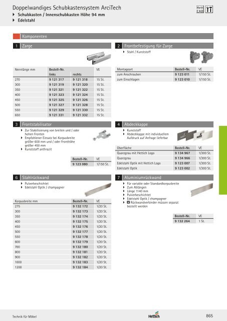 Hettich - Technik und Anwendung Band 1