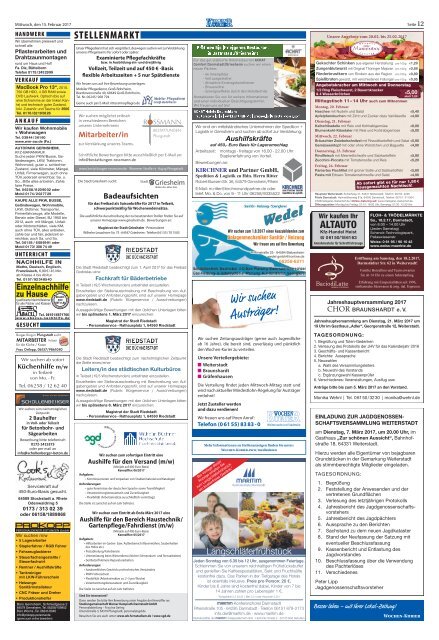 Wochen-Kurier 7/2017 - Lokalzeitung für Weiterstadt und Büttelborn