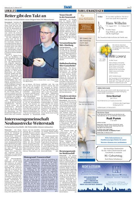 Wochen-Kurier 7/2017 - Lokalzeitung für Weiterstadt und Büttelborn