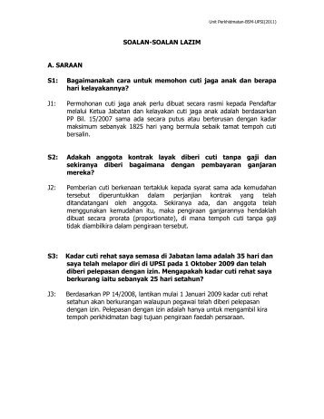 SOALAN-SOALAN LAZIM A. SARAAN S1: Bagaimanakah cara ...