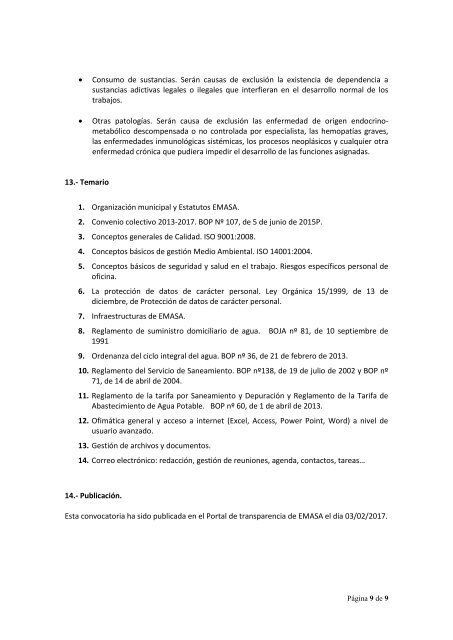 CONVOCATORIA DE EMPLEO DE PERSONAL ADMINISTRATIVO