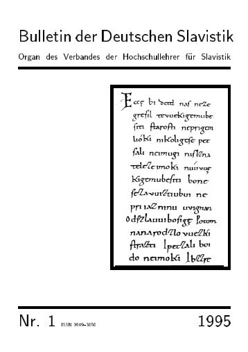 Bulletin der Deutschen Slavistik 1995 - GWDG: Benutzer-Homepages