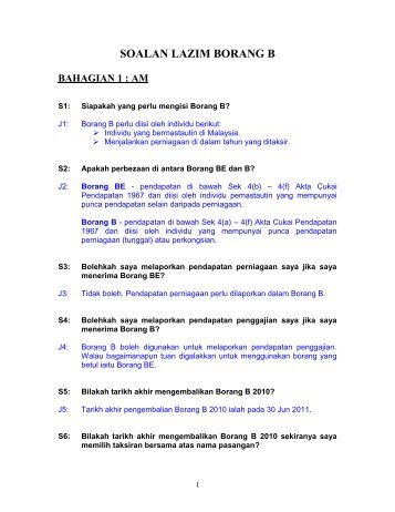 soalan lazim borang b - Lembaga Hasil Dalam Negeri