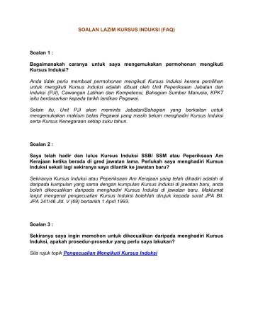SOALAN LAZIM KURSUS INDUKSI - Kementerian Perumahan dan ...