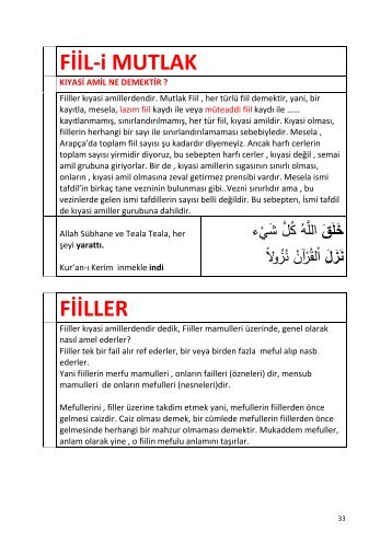 FİİL-i MUTLAK FİİLLER