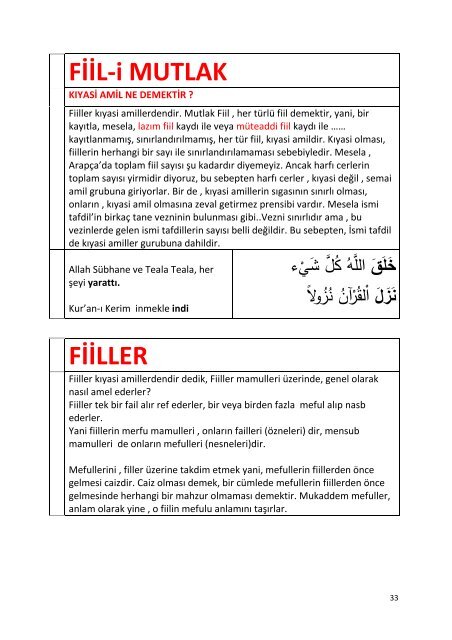 FİİL-i MUTLAK FİİLLER