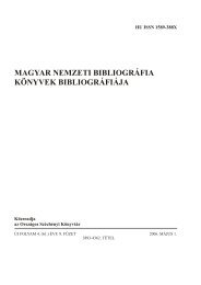 MAGYAR NEMZETI BIBLIOGRÁFIA KÖNYVEK BIBLIOGRÁFIÁJA