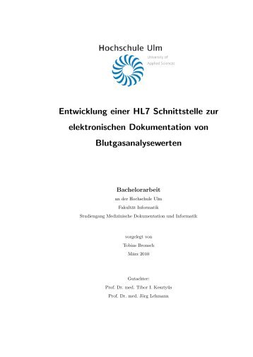 Entwicklung einer HL7 Schnittstelle zur ... - Hochschule Ulm
