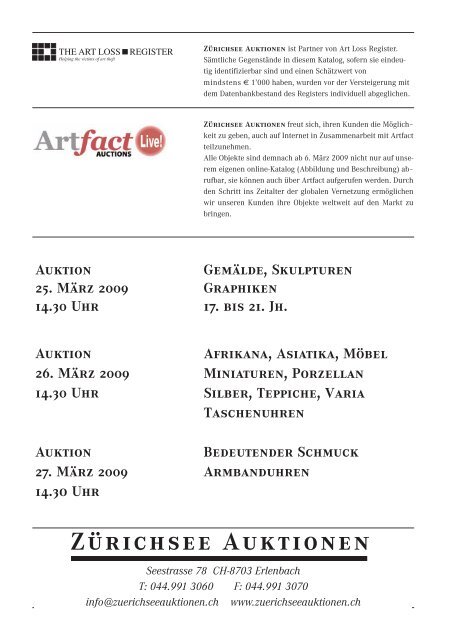 Auktion 25. März 2009 14.30 Uhr Auktion 26. März 2009 14.30 Uhr ...