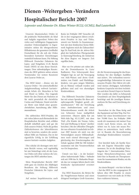 Mai 2008 - Lazarus Orden in Deutschland