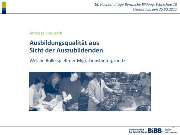 Ausbildungsqualität aus Sicht der Auszubildenden: Welche ... - BiBB