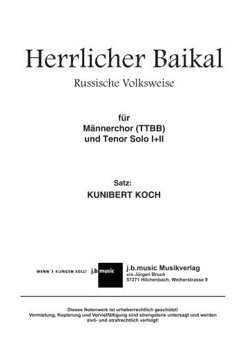 Herrlicher Baikal (für Männerchor TTBB und Tenor Solo I+II