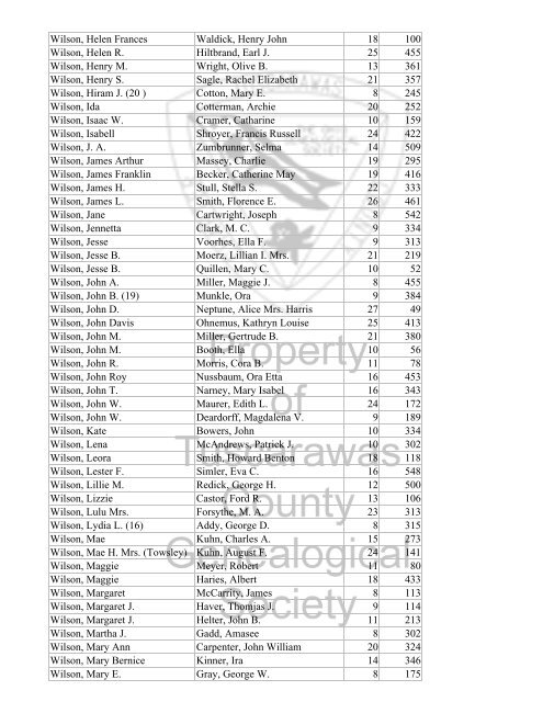 Index marriages