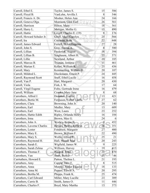 Index marriages