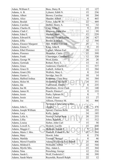 Index marriages