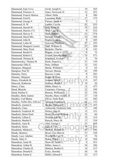 Index marriages