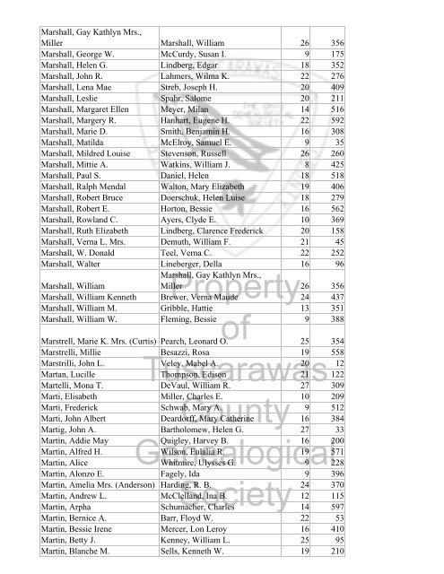 Index marriages