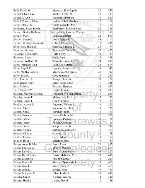 Index marriages