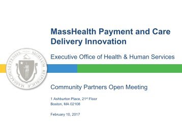 MassHealth Payment and Care Delivery Innovation