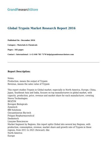 Global Trypsin Market Research Report 2016