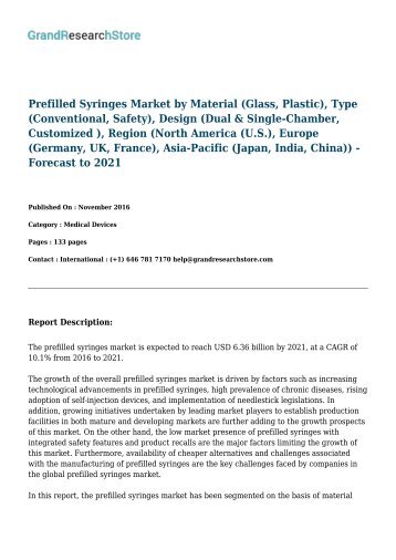 Prefilled Syringes Market-Forecast to 2021