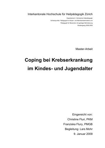 Coping bei Krebserkrankung im Kindes- und Jugendalter - BSCW