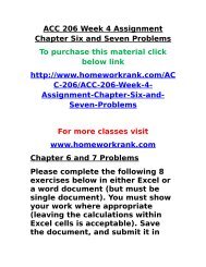 ACC 206 Week 4 Assignment Chapter Six and Seven Problems