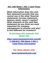 ACC 206 Week 1 DQ 1 Cash Flows Information