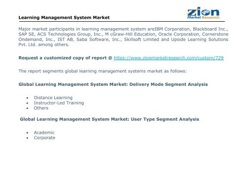 Learning Management System Market, 2016 – 2022