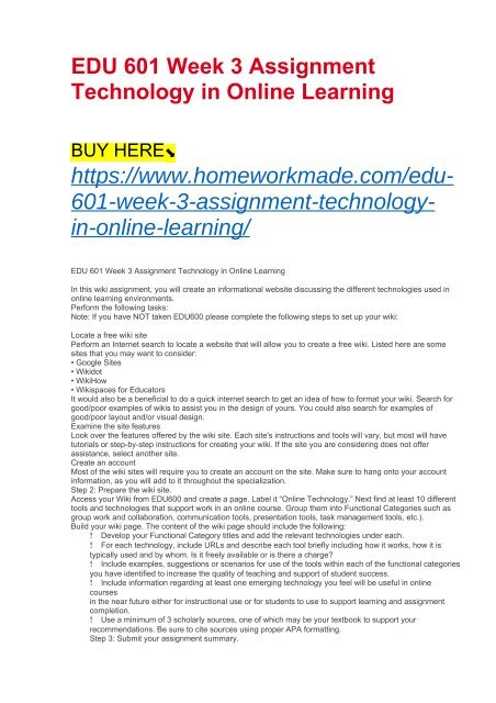 technology and online learning paper assignment