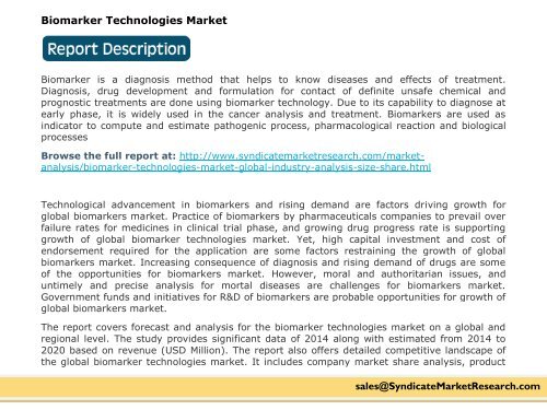 Biomarker Technologies Market