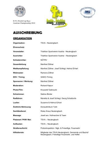 AUSSCHREIBUNG - Int. Austrian Double Ultra Triathlon Neulengbach