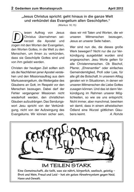 Monatsspruch April - Evangelische Kirchengemeinde St. Markus