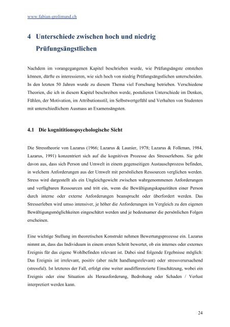 Prüfungsängste und deren Behandlung - Psychologie und ...