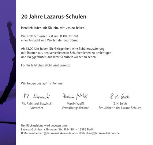 Lazarus-Schulen 20 Jahre