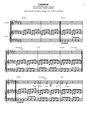 Lazarus piano sheet music - DLDown