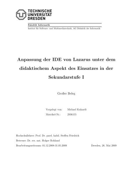 Anpassung Der Ide Von Lazarus Unter Dem Didaktischem Aspekt - 