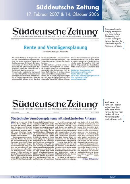 Die Presse und Kunden berichten - Kapitalanlagen Bentlage und ...