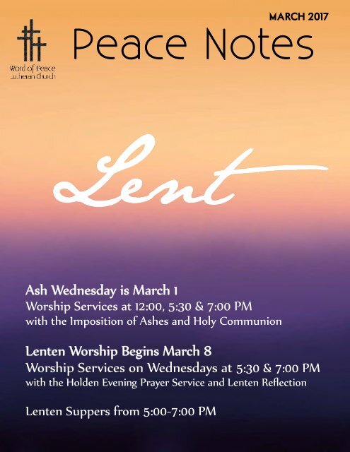 Peace Notes-March 2017 - Word of Peace Lutheran Church