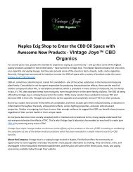 Naples Ecig Shop to Enter the CBD Oil Space with Awesome New Products - Vintage Joye™ CBD Organics