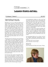 Lazarus-Hospiz-Aktuell 3. Quartal 2011