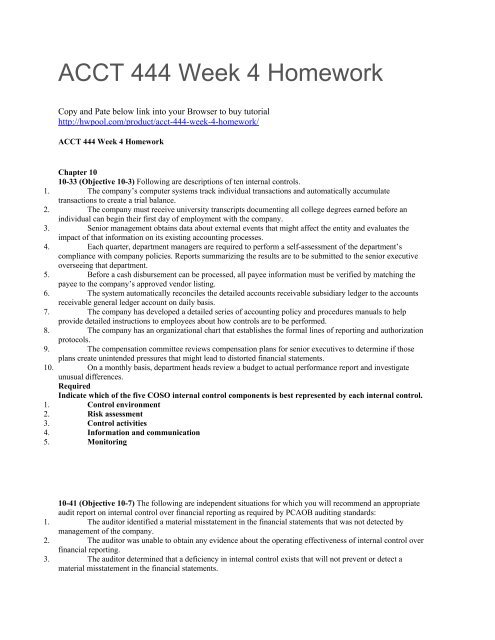 ACCT 444 Week 4 Homework