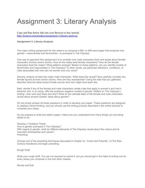 writing workshop literary analysis assignment