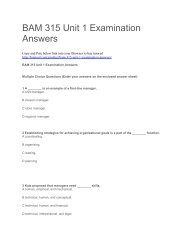 BAM 315 Unit 1 Examination Answers