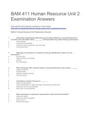 BAM 411 Human Resource Unit 2 Examination Answers